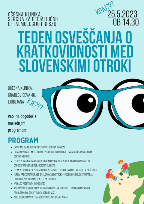Vabilo na strokovni dogodek - Kratkovidnost med slovenskimi otroki